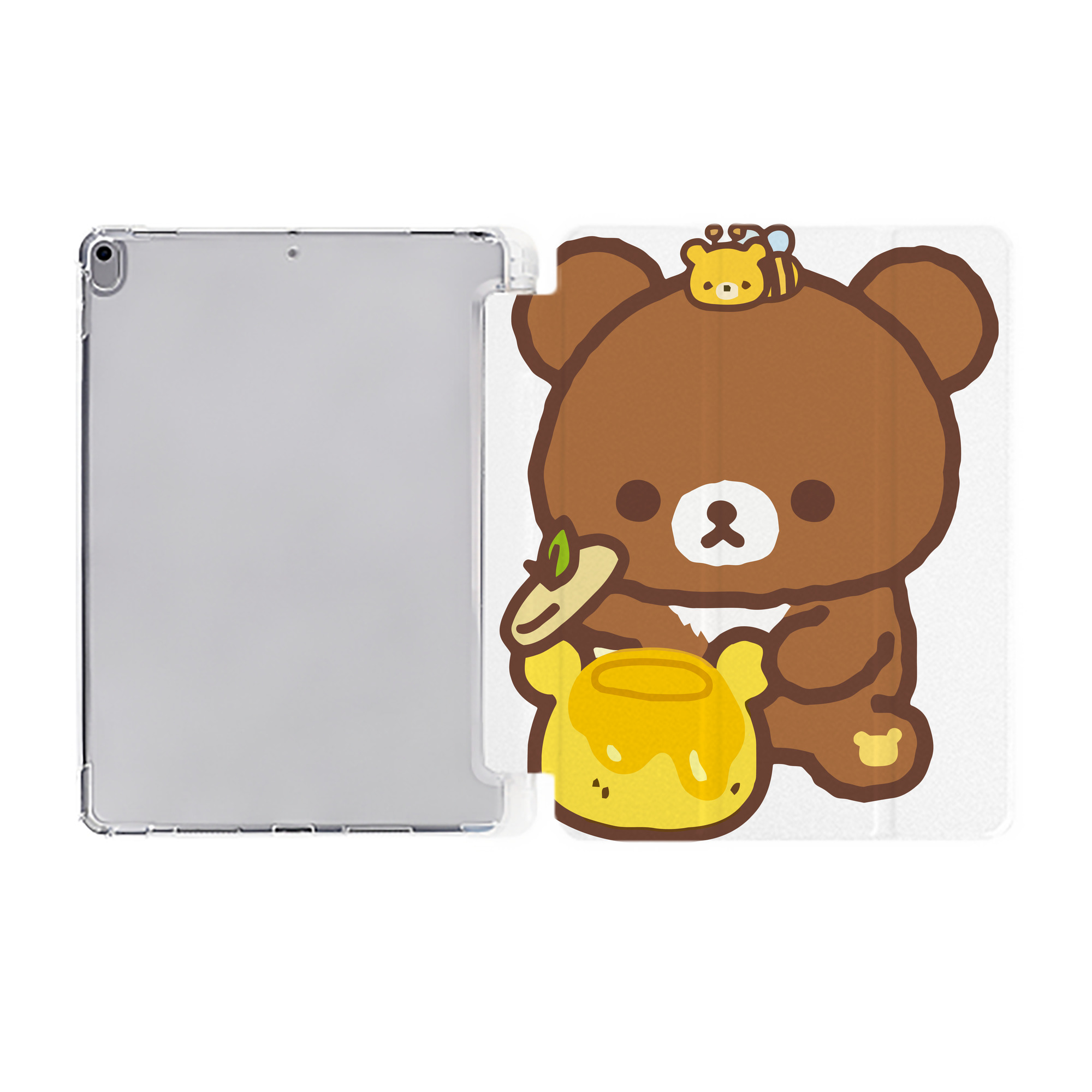 （画像用） リラックマ リラックマ キイロイトリ Rilakkuma Korilakkuma Kiiroitori IPad ケース ペン収納付き 三つ折りスタンド PUレザー×シリコン 対応機種9.5/10.5/10.9インチ